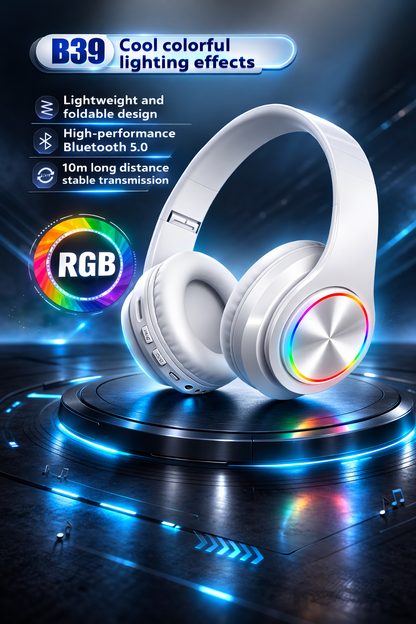 PulseWave Wireless Bluetooth Gaming Headphones – RGB Bass Over-Ear Headset