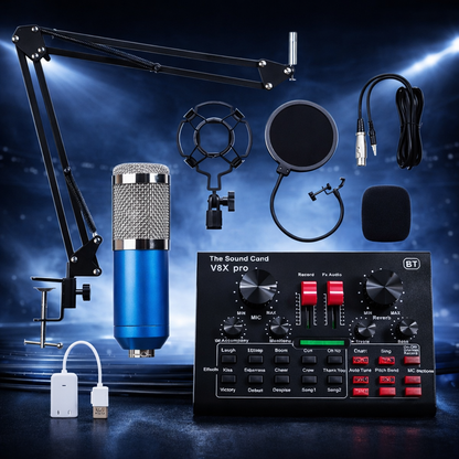 Elite Streaming Studio Bundle – Condenser Mic, Audio Interface & Broadcast Arm