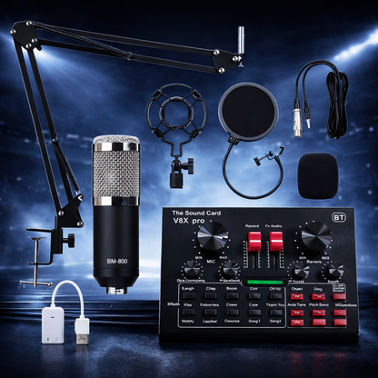 Elite Streaming Studio Bundle – Condenser Mic, Audio Interface & Broadcast Arm
