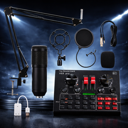 Elite Streaming Studio Bundle – Condenser Mic, Audio Interface & Broadcast Arm