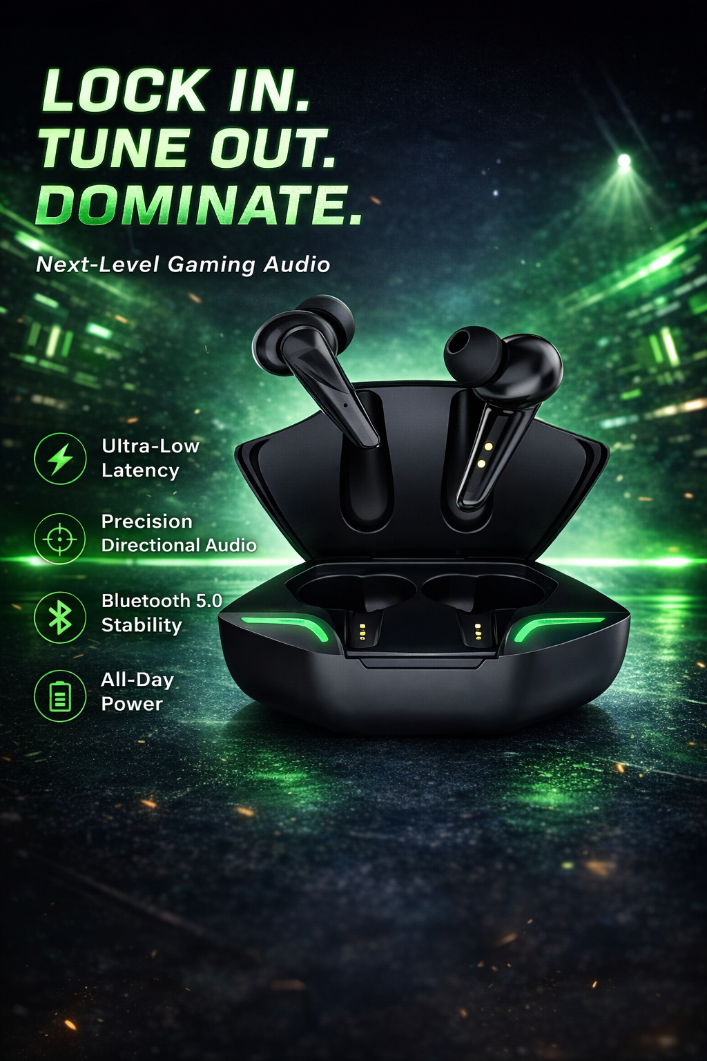 Athlete Audio PhantomPods X5 Low-Latency Gaming Earbuds